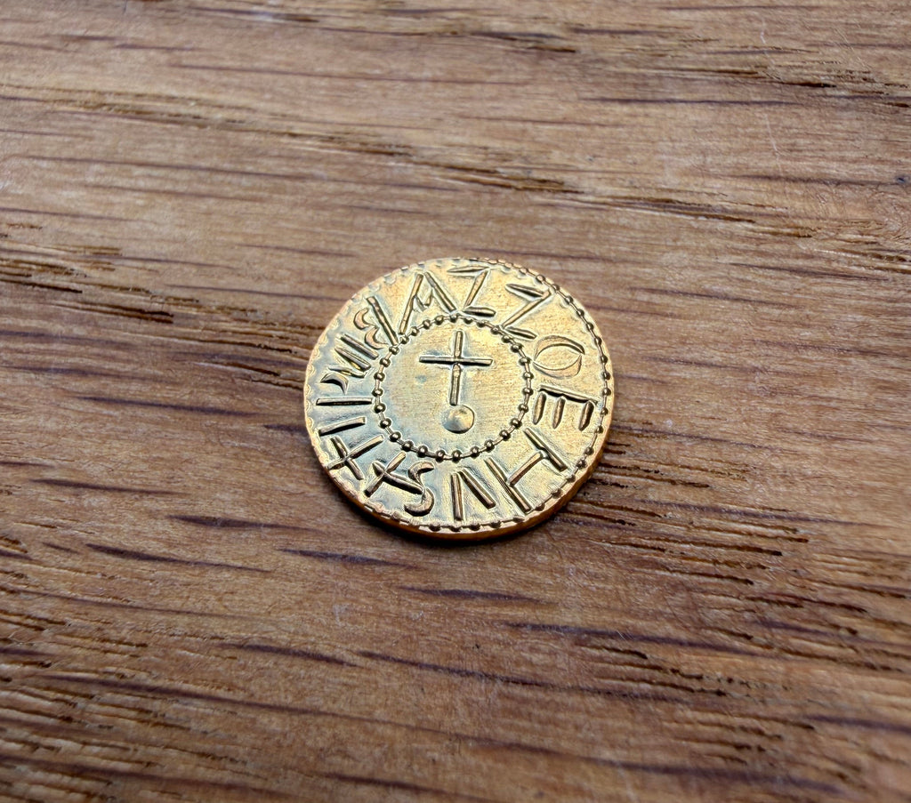 Eadbald of Kent Thrymsa - Hammered reproduction - Gold Plated Silver