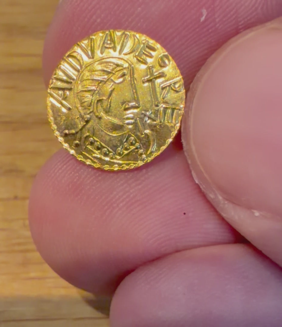 Eadbald of Kent Thrymsa - Hammered reproduction - Gold Plated Silver